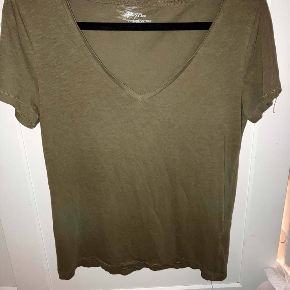 (US S) Olive V-Neck J. Crew T-shirt